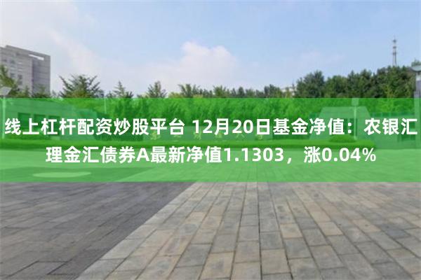 线上杠杆配资炒股平台 12月20日基金净值:农银汇理金汇债券A最新净值1.1303,涨0.04%