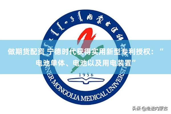 做期货配资 宁德时代获得实用新型专利授权：“电池单体、电池以及用电装置”