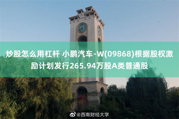 炒股怎么用杠杆 小鹏汽车-W(09868)根据股权激励计划发行265.94万股A类普通股