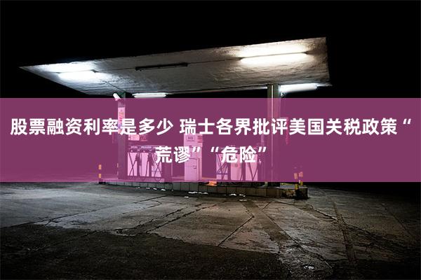 股票融资利率是多少 瑞士各界批评美国关税政策“荒谬”“危险”